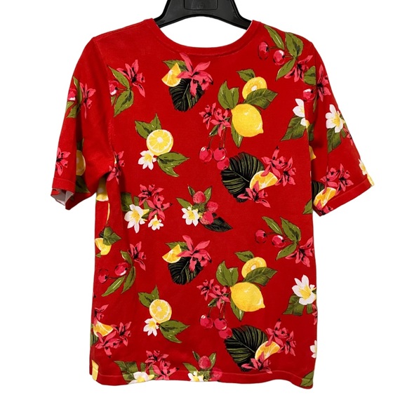 Christopher & Banks Cardigan Button Down Short Sleeves Sweater Floral & Lemons - Picture 4 of 7